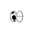 Steel ring with cascade of white and black enamelled rounds