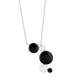 Steel necklace with white and black enamelled rounded circles