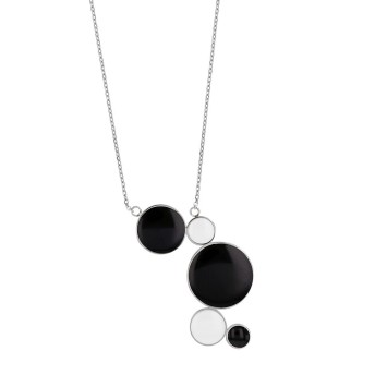 Collar de acero con círculos redondeados esmaltados en blanco y negro. 317029 One Man Show 34,00 €