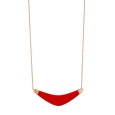 Pink steel necklace curved shape in red enamel