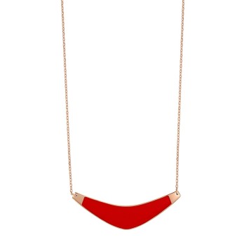 Pink steel necklace curved shape in red enamel 317038R One Man Show 36,00 €