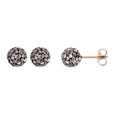 Earrings chips in pink steel ball decorated with crystals