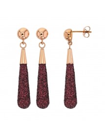Boucles d'oreilles pendantes acier doré rose avec paillettes prunes 313249RP One Man Show 48,00 €