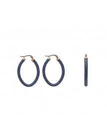 Oval earrings in pink steel and blue glitter 3131567D One Man Show 18,00 €