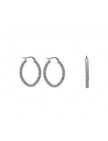 Oval earrings in glittery steel 3131567 One Man Show 24,00 €
