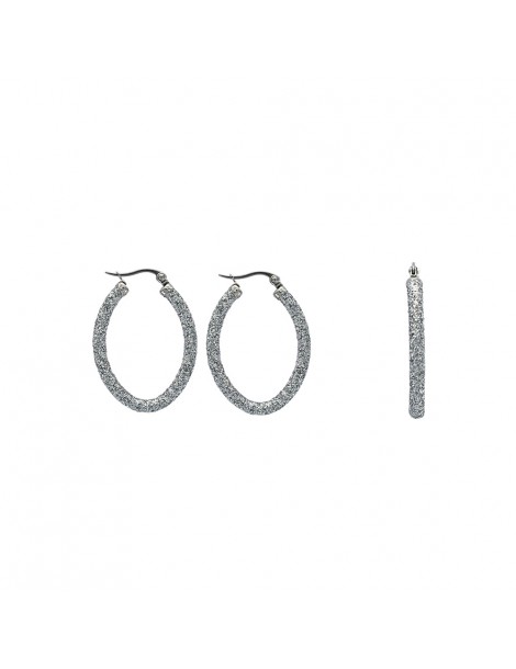 Ovale Ohrringe aus glitzerndem Stahl
