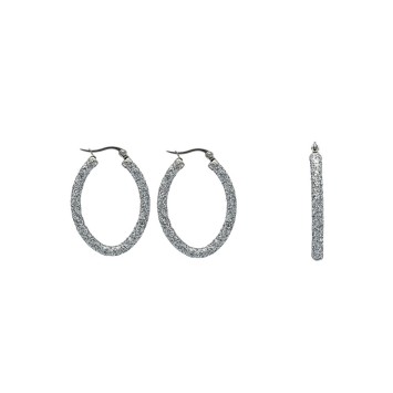Oval earrings in glittery steel 3131567 One Man Show 24,00 €