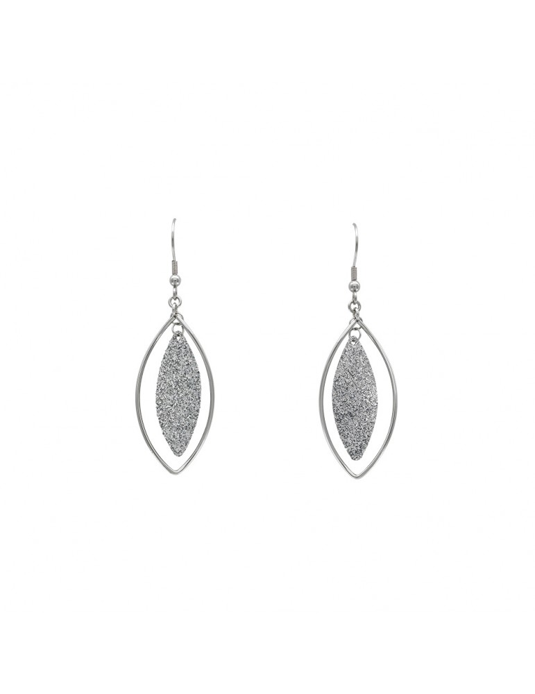 Earrings leaf-shaped steel earrings glittering steel