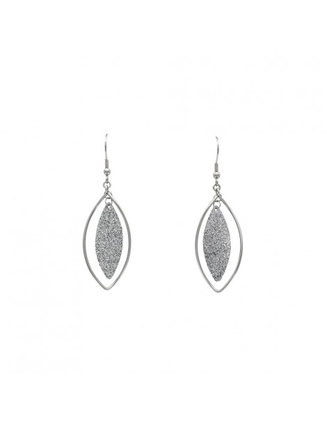 Earrings leaf-shaped steel earrings glittering steel