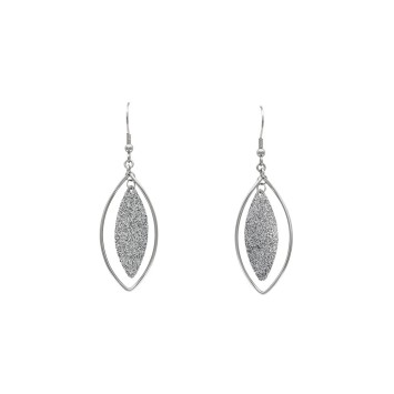 Earrings leaf-shaped steel earrings glittering steel 3131558 One Man Show 18,00 €