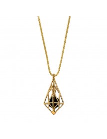Collier en acier doré One Man Show, cage triangulaire avec une perle pailletée noire 317063DN One Man Show 79,90 €