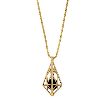 Collier en acier doré, cage triangulaire avec une perle pailletée noire 317063DN One Man Show 79,90 €