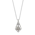 Steel necklace, triangular cage with a creamy sequined bead