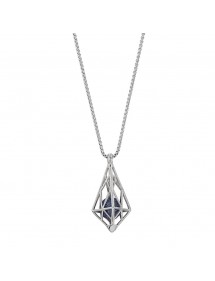 Collier en acier, cage triangulaire avec une perle pailletée bleue 317063 One Man Show 79,90 €