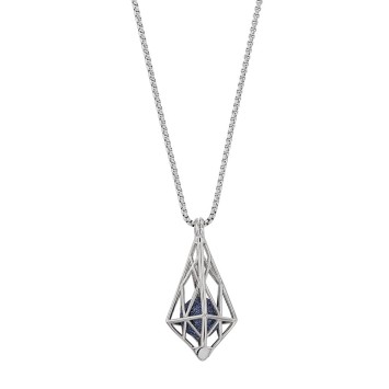 Collier en acier, cage triangulaire avec une perle pailletée bleue 317063 One Man Show 79,90 €