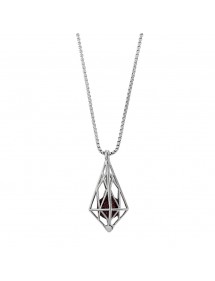 Steel necklace, triangular cage with a plum sequined bead 317063P One Man Show 79,90 €