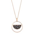 Necklace round golden-pink steel semicircle decorated with gray crystals