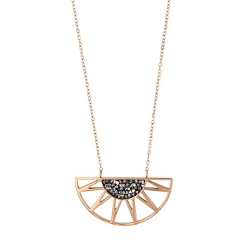 Pink steel half-sun necklace with gray crystals 317030R One Man Show 36,90 €