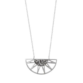Half-sun shaped steel necklace with gray crystals 317030 One Man Show 36,90 €