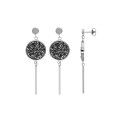 Steel earrings with a round decorated with gray crystals