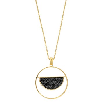 Collier en acier doré rond avec un demi-cercle orné de cristaux noirs 317035D One Man Show 39,90 €