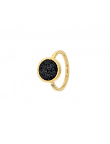 Round golden steel ring with black crystals 311399D One Man Show 38,00 €