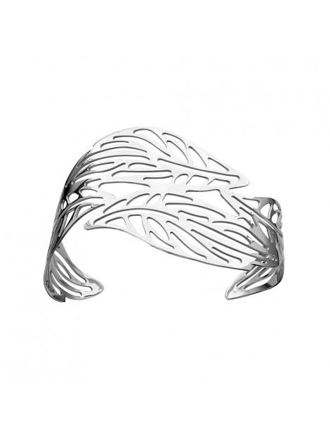 Bracelet manchette en forme de feuilles en acier