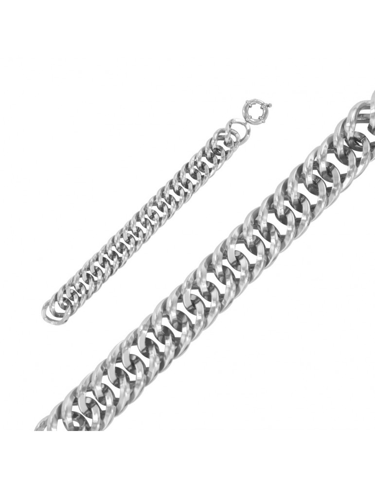 Bracelet mixte avec larges mailles en acier brillant 22 cm