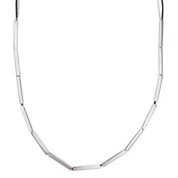 Steel necklace and black cow leather crust 317060 One Man Show 49,90 €