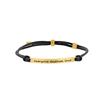 Bracelet "everyone deserves love" in yellow steel and black cord 318012ND One Man Show 28,00 €