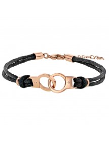 Bracelet menottes en acier doré rose et cordons en coton 318398 One Man Show 26,90 €