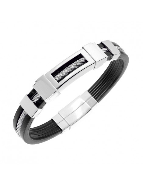 Rubber bracelet and steel cable, embossed patterns 3180117 One Man Show 32,00 €