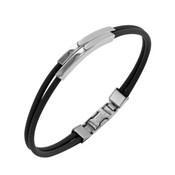 Rubber bracelet and steel cable, embossed patterns 3180822 One Man Show 24,00 €