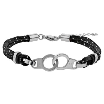 Bracelet menottes en acier et cordons en coton moucheté 318399 One Man Show 26,90 €