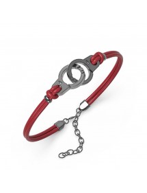 Bracelet steel handcuffs and burgundy cowhide 318424BO One Man Show 29,90 €