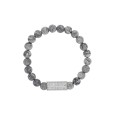 Elastic bracelet in Jasper beads and steel tube bead - 18 à 20 cm