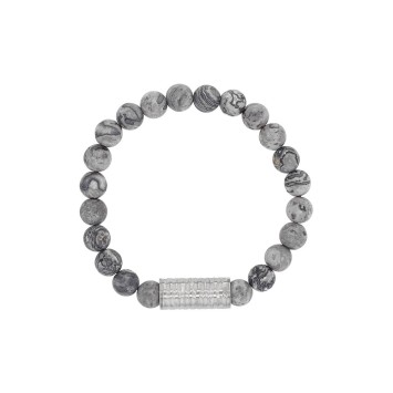 Bracciale elastico in perline Jasper e perlina in acciaio - 18 à 20 cm 318081D One Man Show 32,00 €