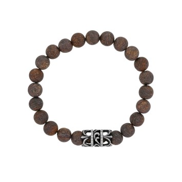 Elastic Bracelet in Bronzite Beads and Openwork Steel - 18 à 20 cm 318077D One Man Show 32,00 €
