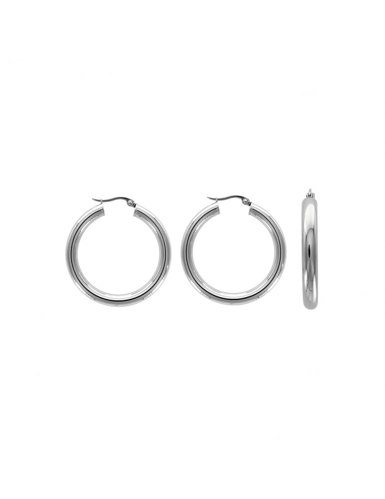 Creole earrings in steel - ø 3 cm and 6 mm thread