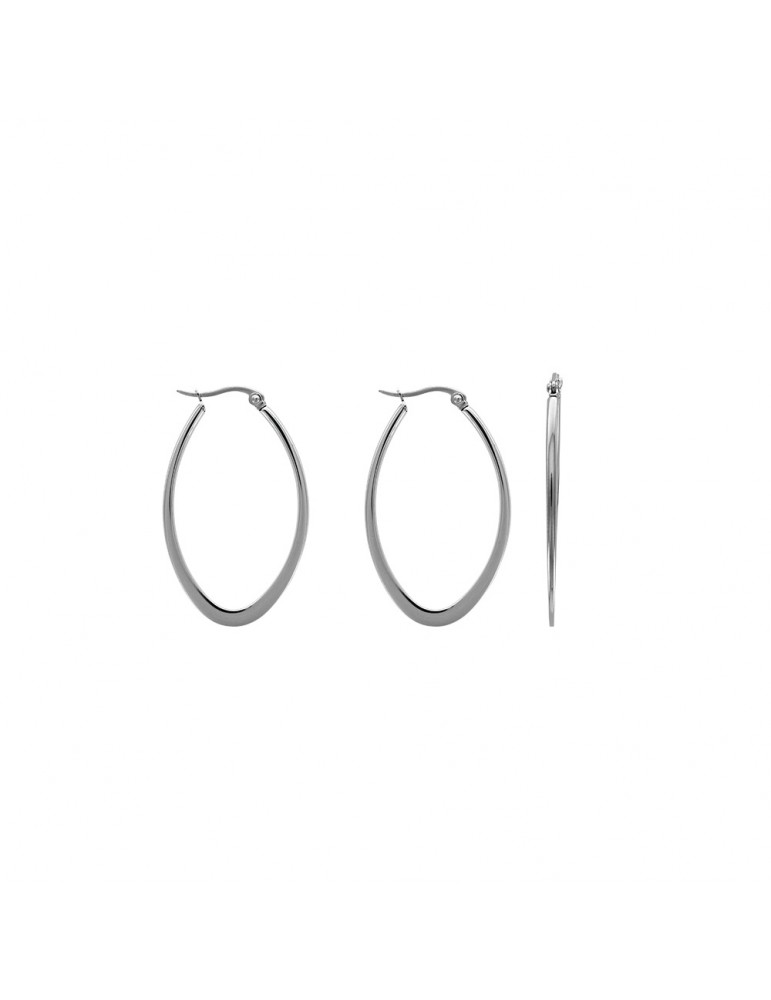 Boucles d'oreilles ovale en acier, hauteur 6 cm