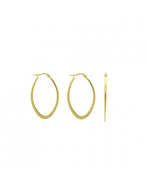 Oval earrings in yellow steel, height 6 cm