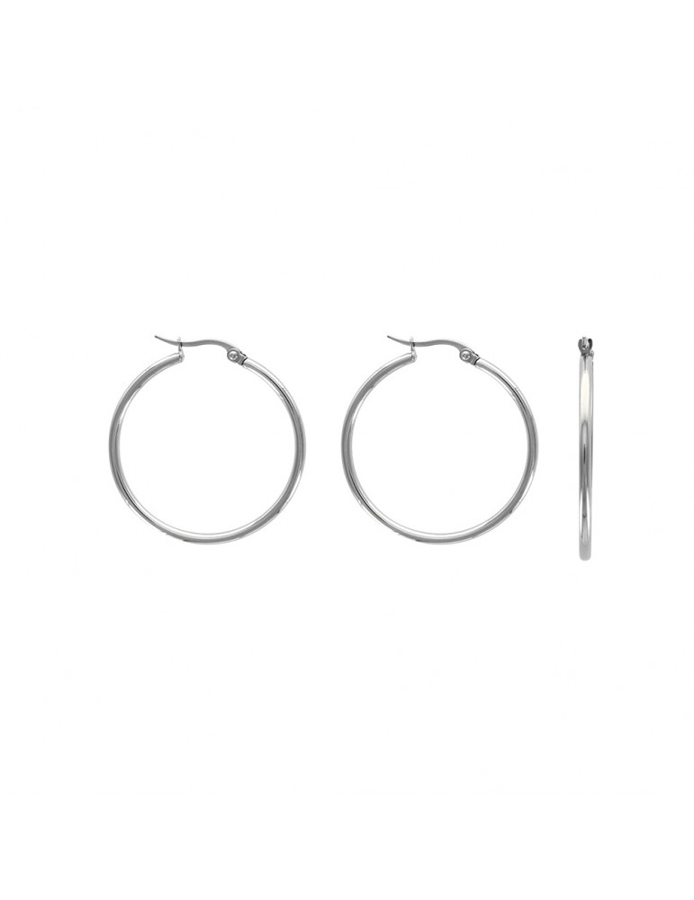 Creole earrings in steel wire 2 mm, diameter 3 cm