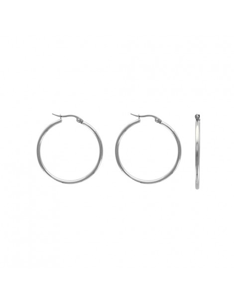 Creole earrings in steel wire 2 mm, diameter 3 cm
