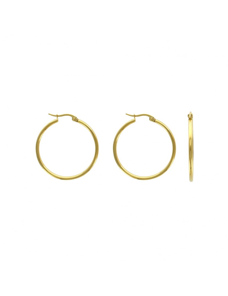 Kreolische Ohrringe aus gelbem Stahldraht 2 mm, Durchmesser 3 cm