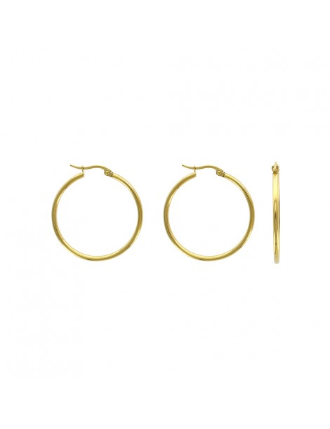 Creole earrings in yellow steel wire 2 mm, diameter 3 cm