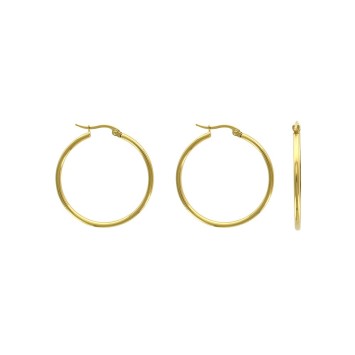 Creole earrings in yellow steel wire 2 mm, diameter 3 cm 3131568D One Man Show 13,00 €