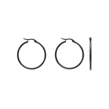 Creole earrings in black steel wire 2 mm, diameter 3 cm 3131568N One Man Show 13,00 €