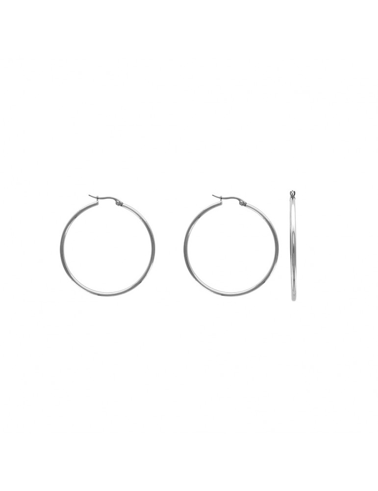 Creole earrings in steel wire 2 mm, diameter 4 cm