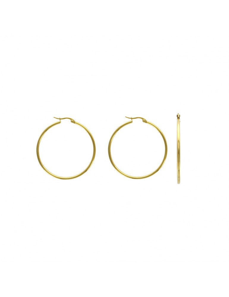 Kreolische Ohrringe aus gelbem Stahldraht 2 mm, Durchmesser 4 cm