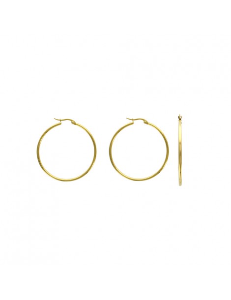 Creole earrings in yellow steel wire 2 mm, diameter 4 cm